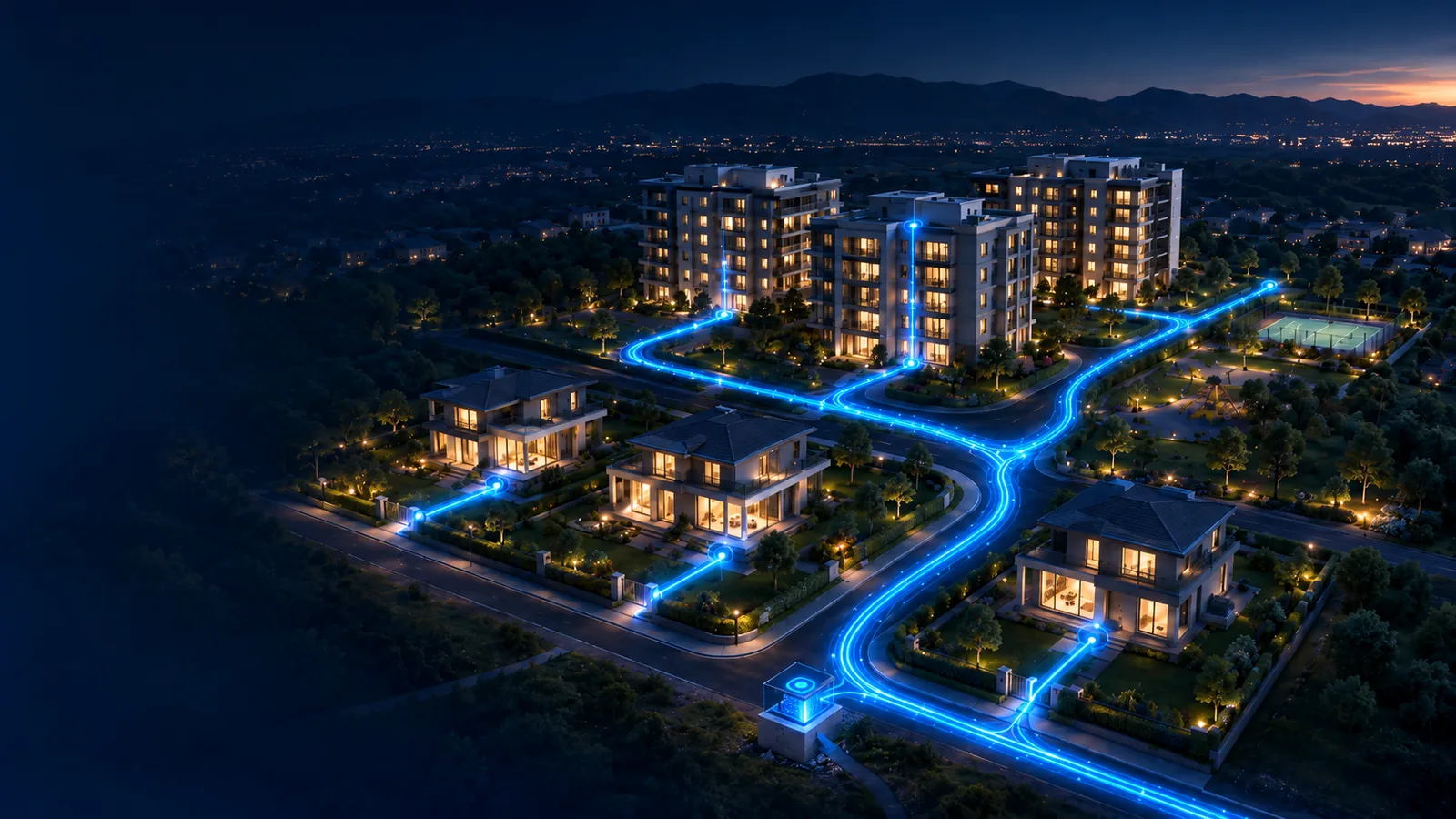 Ortak fiber altyapıyla bağlanan site ve toplu konut yerleşimi